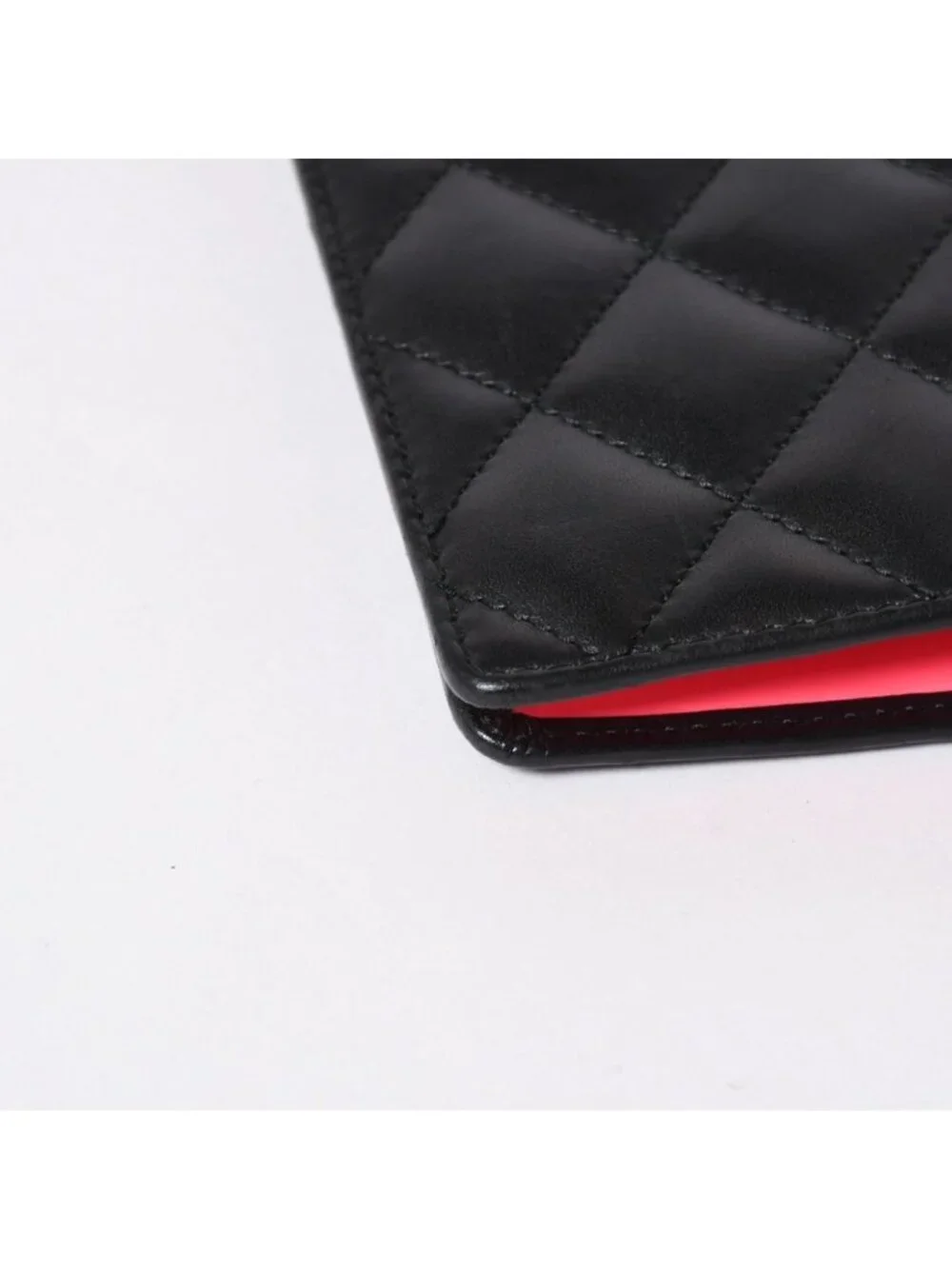 Chanel Cambon Line Wallet CC Logo Patch Calfskin Black Pink Silver